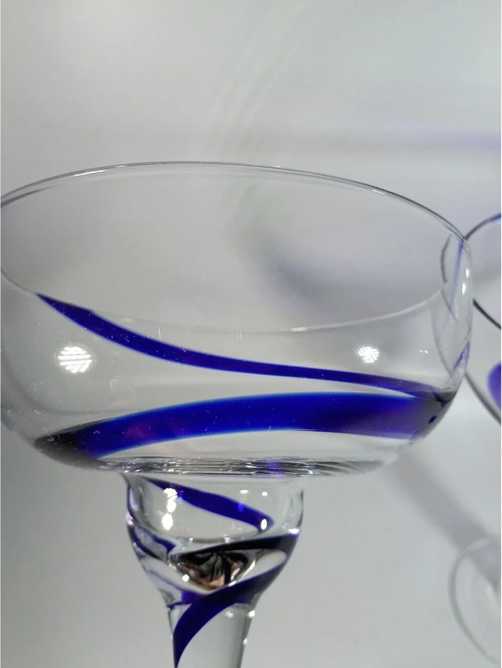 Pier 1 Cobalt Blue Swirline  Margarita Glasses Set of 2 Retired
